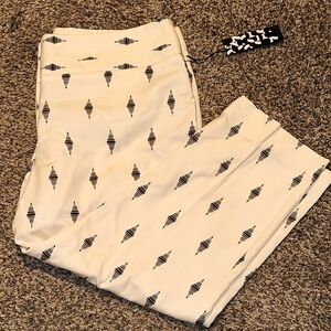 Apt. 9 Pants Womens Sz 14 White The Torie Capri Print Stretch Medium Rise, NWT